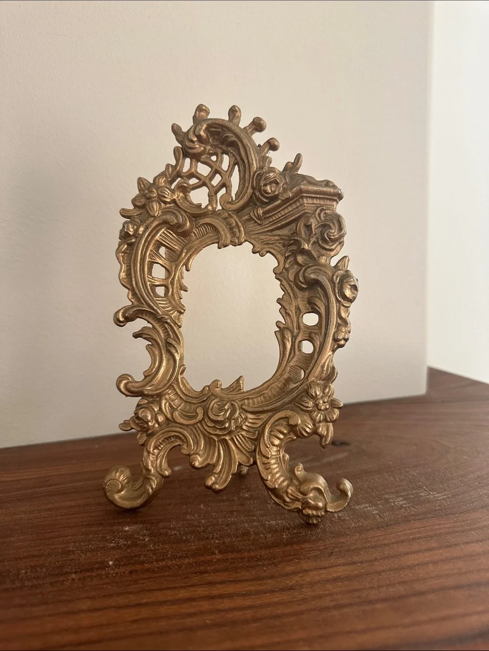 Vintage Italian Brass Ornate Picture Frame Rococo Dolphin Foot